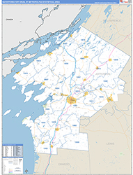Watertown-Fort Drum Metro Area Wall Map Basic Style 2026